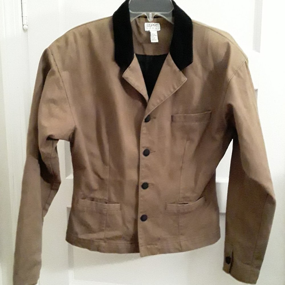 Espirit Sport Dark Tan 100% Cotton Cropped Blazer